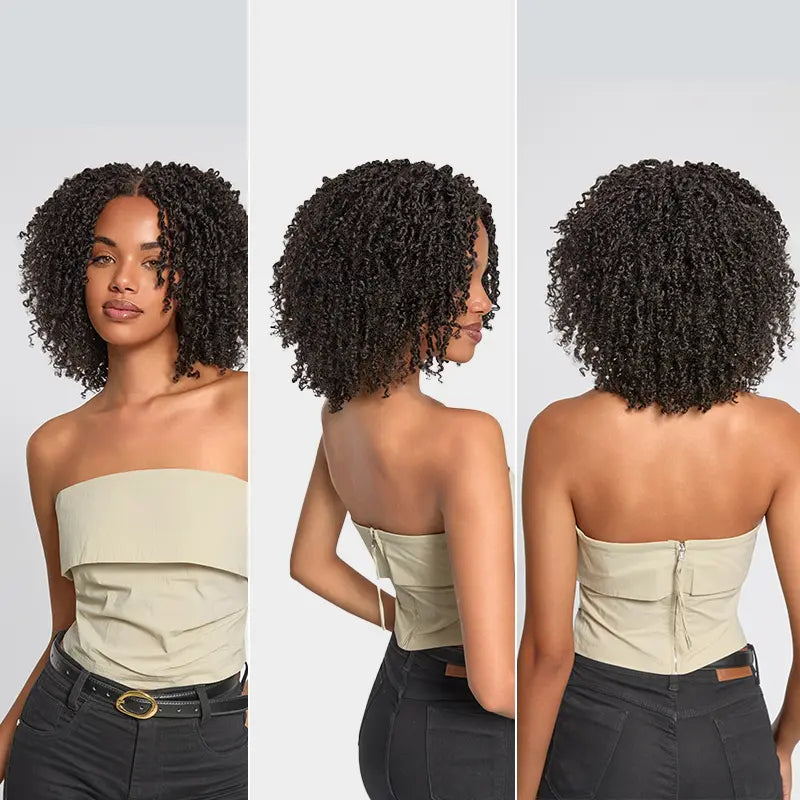 Frodio Veralux Fiber 12" Micro Twist Curly Wig 11x4 HD Lace Synthetic Dreadlock