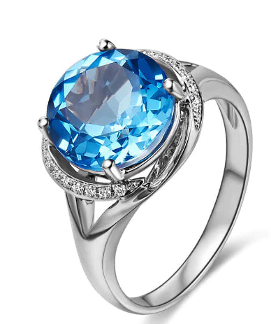 18K Rose Gold Plated Blue Topaz Ring