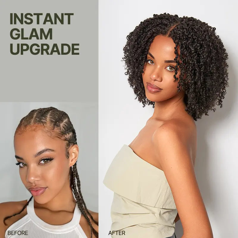 Frodio Veralux Fiber 12" Micro Twist Curly Wig 11x4 HD Lace Synthetic Dreadlock