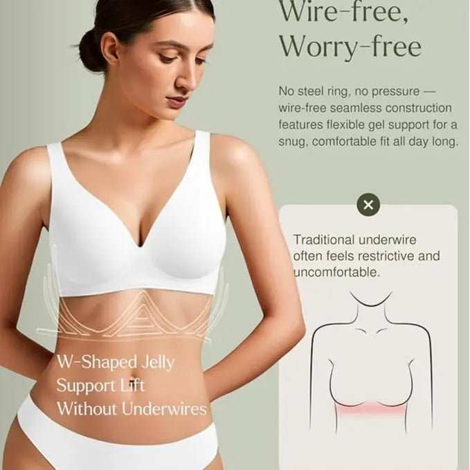 Popilush Wireless Jelly Bra Seamless Push Up Everyday Comfort T-Shirt Bra