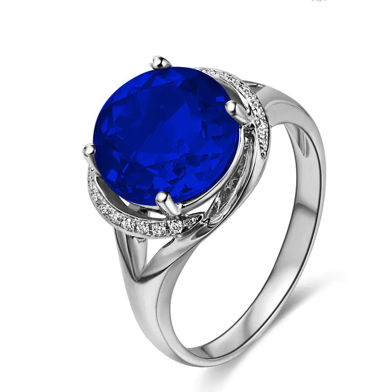 18K Rose Gold Plated Blue Topaz Ring
