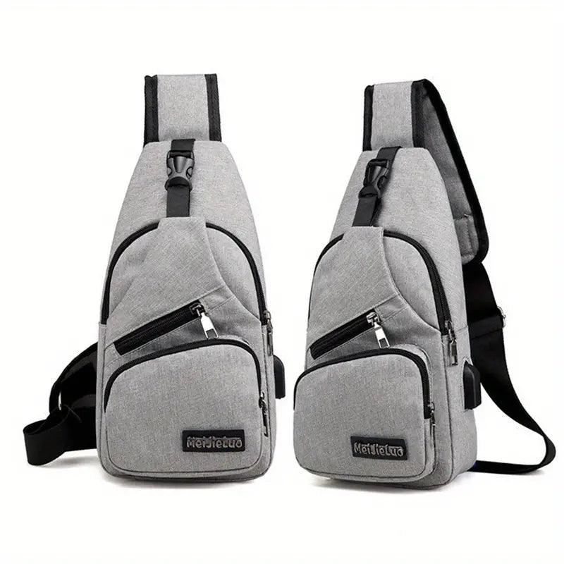 Trendy USB Men's Chest Bag and Casual Shoulder Backpack