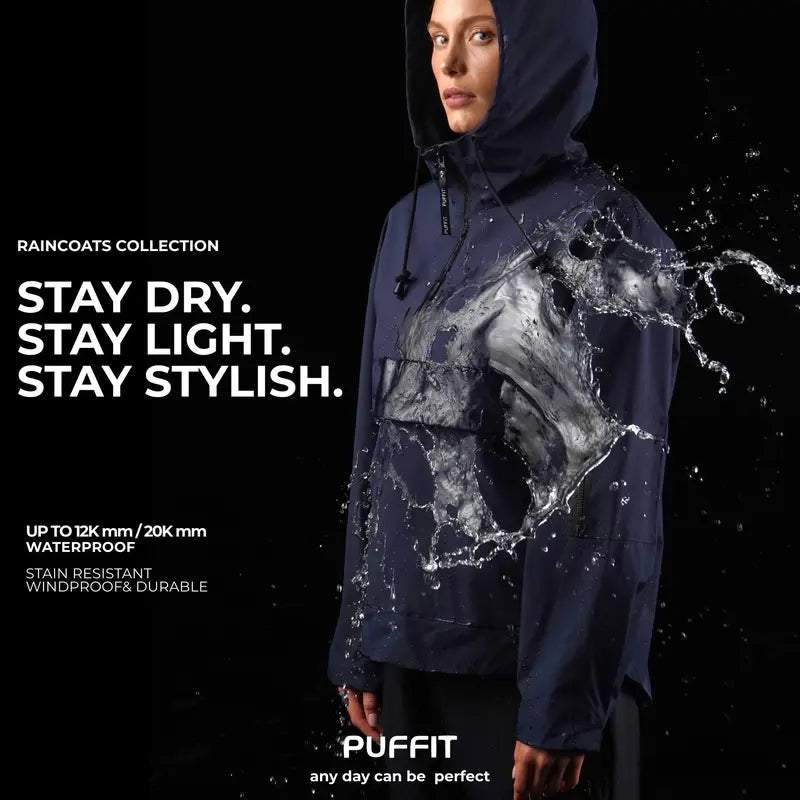 PUFFIT STM-TEX Oversized Waterproof Half Zip Fall Hoodie Jacket