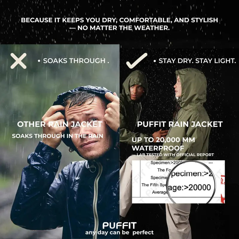 PUFFIT STM-TEX Oversized Waterproof Half Zip Fall Hoodie Jacket