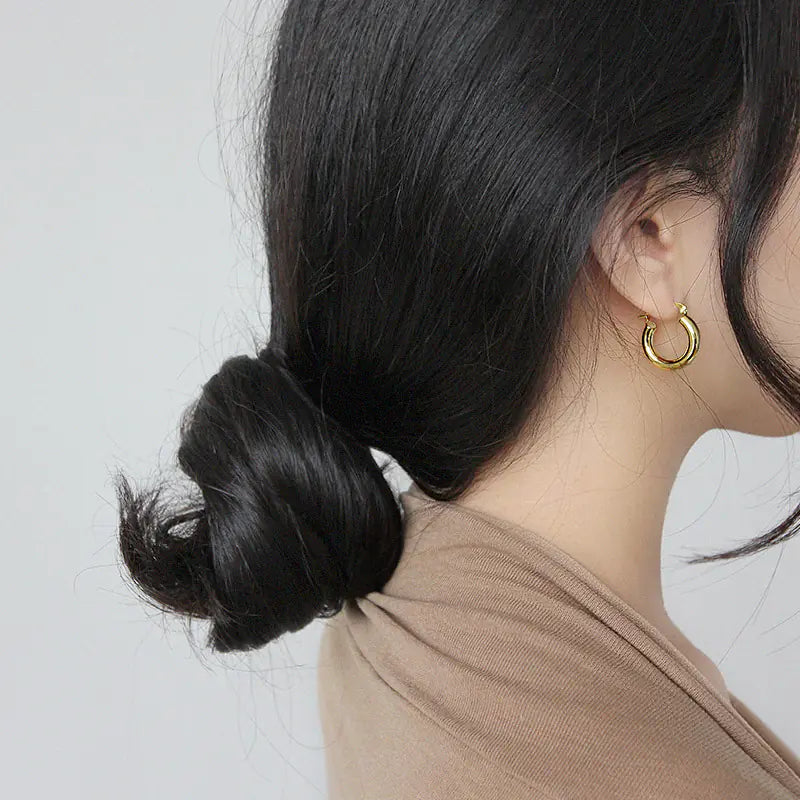 EA395 S925 Silver Minimalist Metal Hoop Earrings