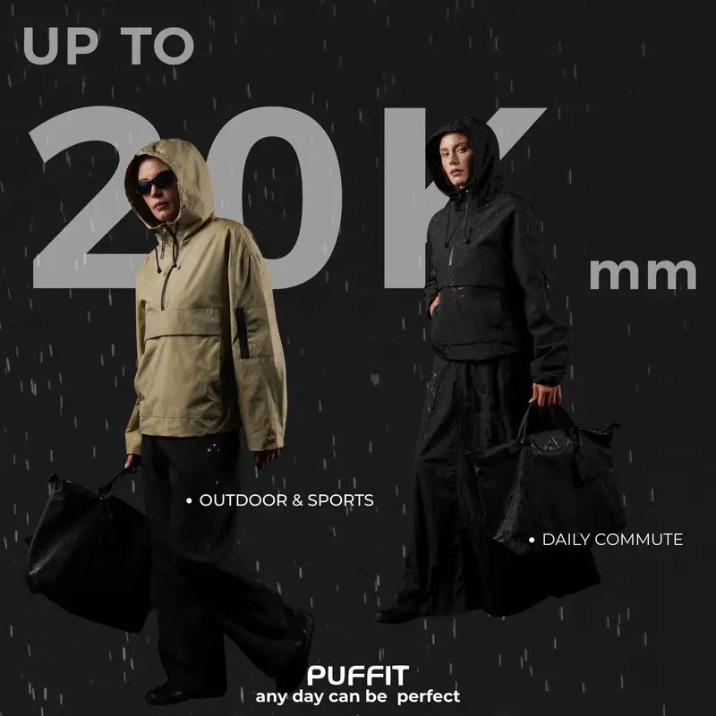PUFFIT STM-TEX Oversized Waterproof Half Zip Fall Hoodie Jacket