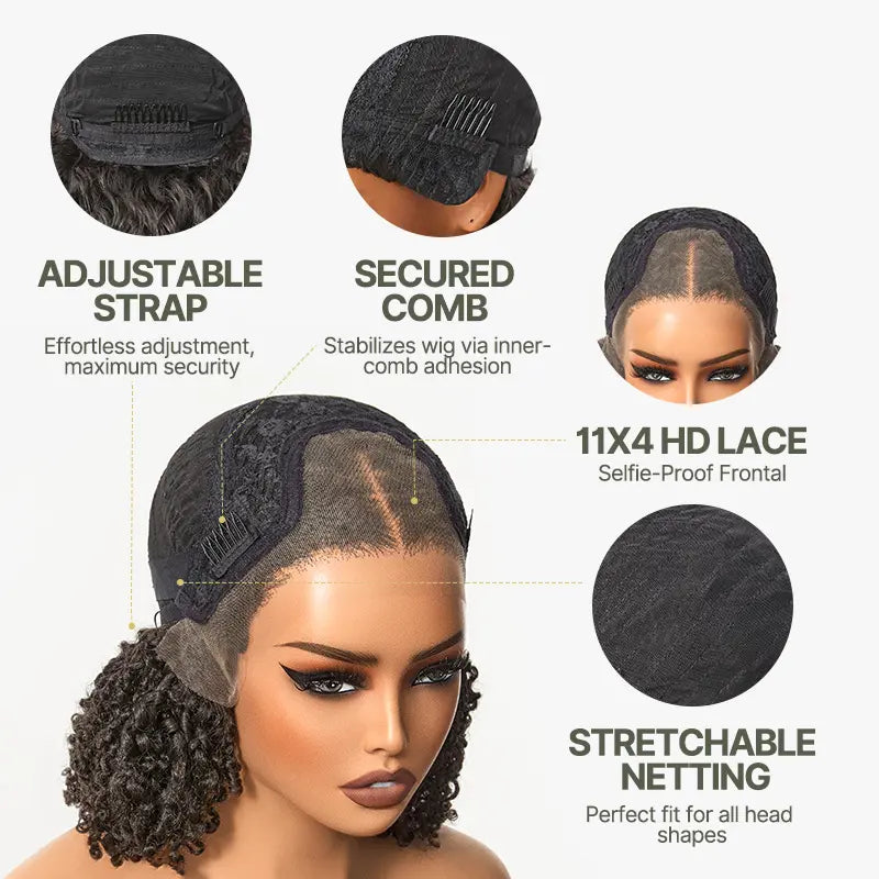 Frodio Veralux Fiber 12" Micro Twist Curly Wig 11x4 HD Lace Synthetic Dreadlock