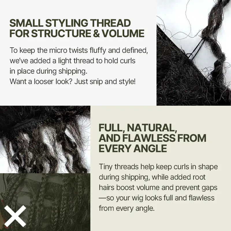 Frodio Veralux Fiber 12" Micro Twist Curly Wig 11x4 HD Lace Synthetic Dreadlock