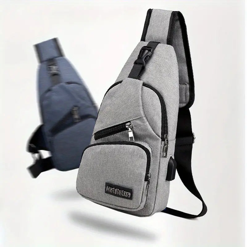 Trendy USB Men's Chest Bag and Casual Shoulder Backpack