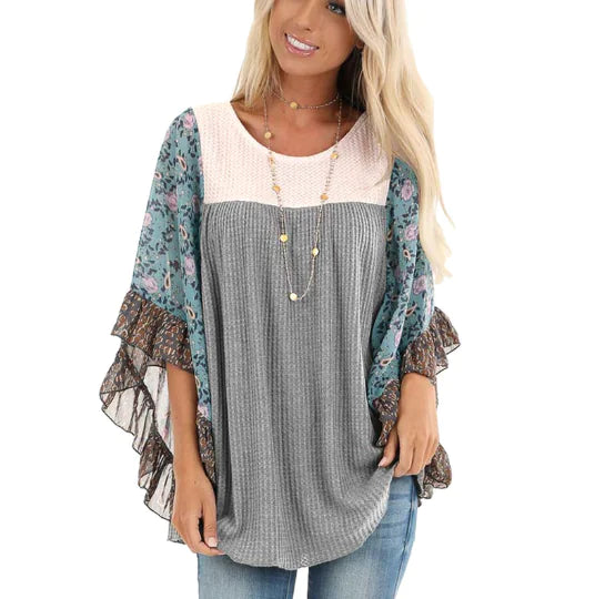 Autumn Winter Batwing Sleeve Knit Shirt for Women