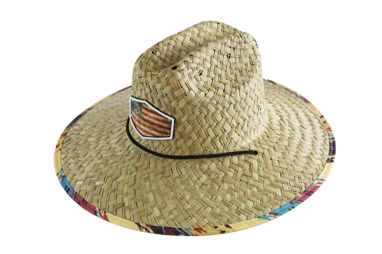 TUREVIEW Mens and Wowens Lifeguard Straw Hat Sun Protection Outdoor Hat Wide Brim Fishing Hiking Beach Hat (Multicolor)