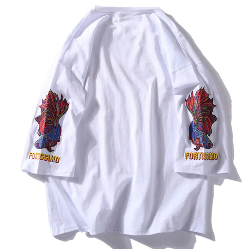 Spring Men's Student T-Shirt with Embroidery (Couples)