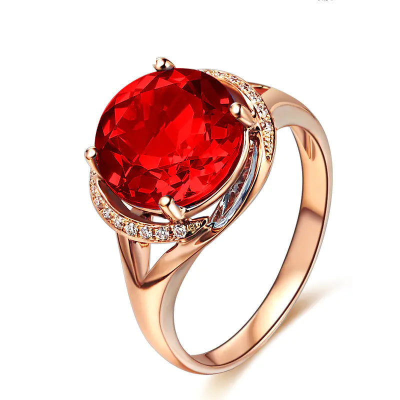 18K Rose Gold Plated Blue Topaz Ring