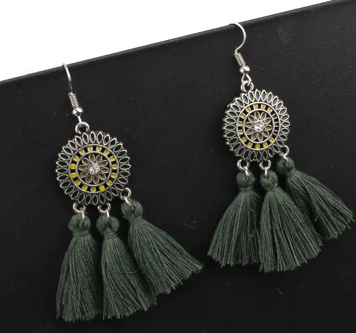 Bohemian Tassel Earrings with Creative Solar System Design