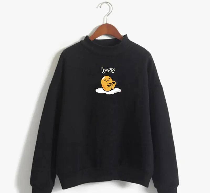 Gudetama High Neck Sweatshirt with Cute Cartoon Print