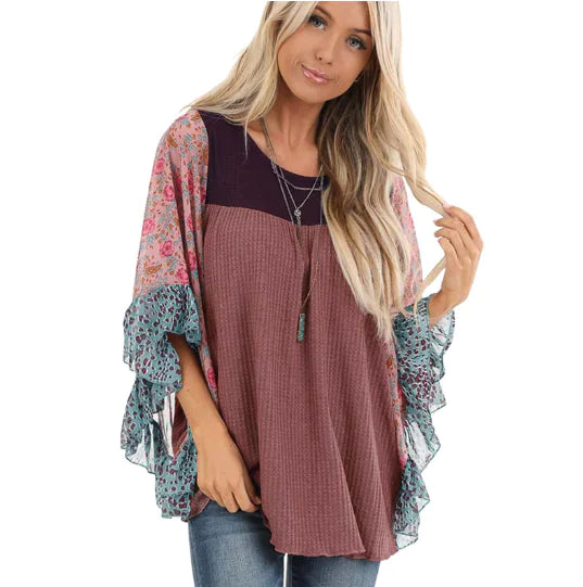 Autumn Winter Batwing Sleeve Knit Shirt for Women