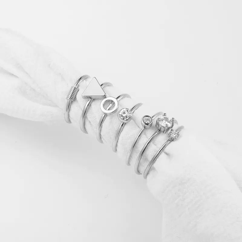 Fashionable Eco-Friendly Alloy Plated Triangle Ring Set