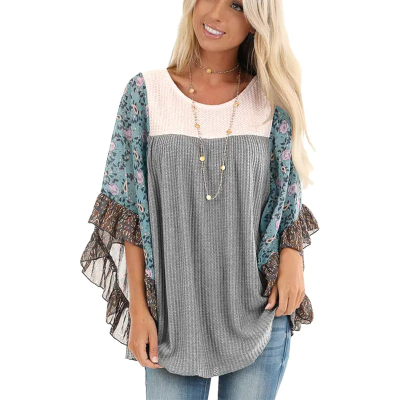 Autumn Winter Batwing Sleeve Knit Shirt for Women