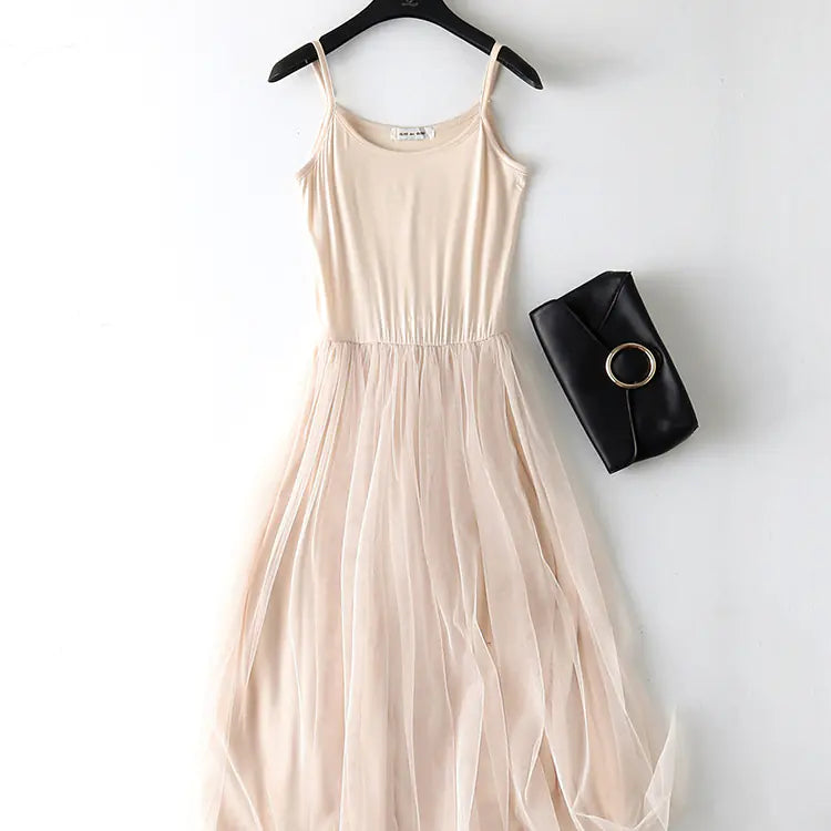 Summer Women’s Lace Layered Maxi Dress with Camisole