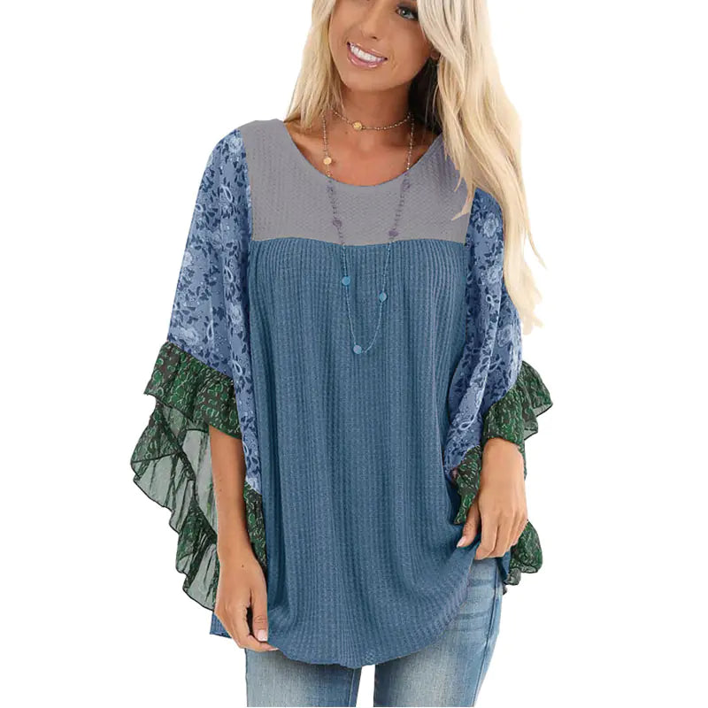 Autumn Winter Batwing Sleeve Knit Shirt for Women