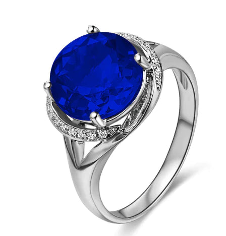 18K Rose Gold Plated Blue Topaz Ring
