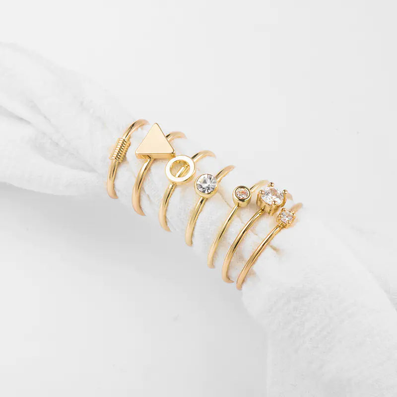 Fashionable Eco-Friendly Alloy Plated Triangle Ring Set