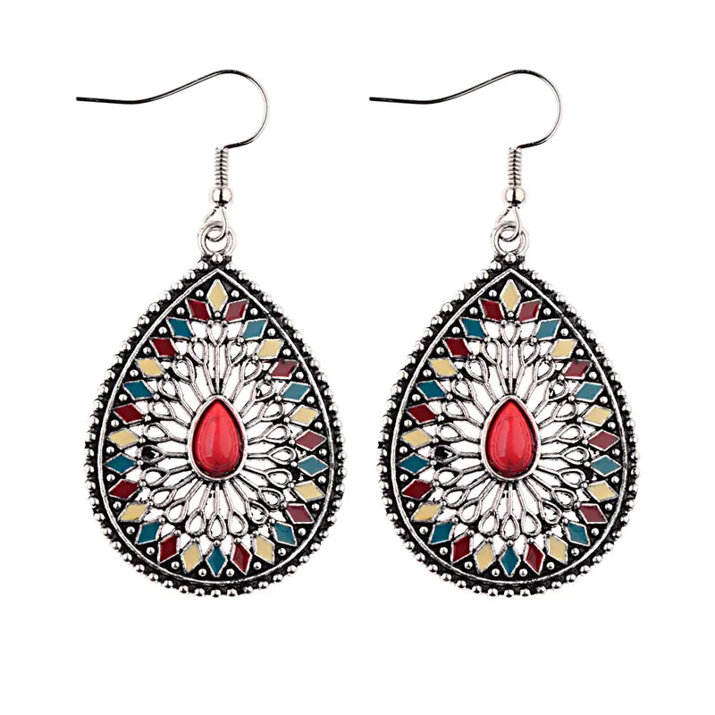 Vintage Baroque Style Blue Pine Water Drop Earrings