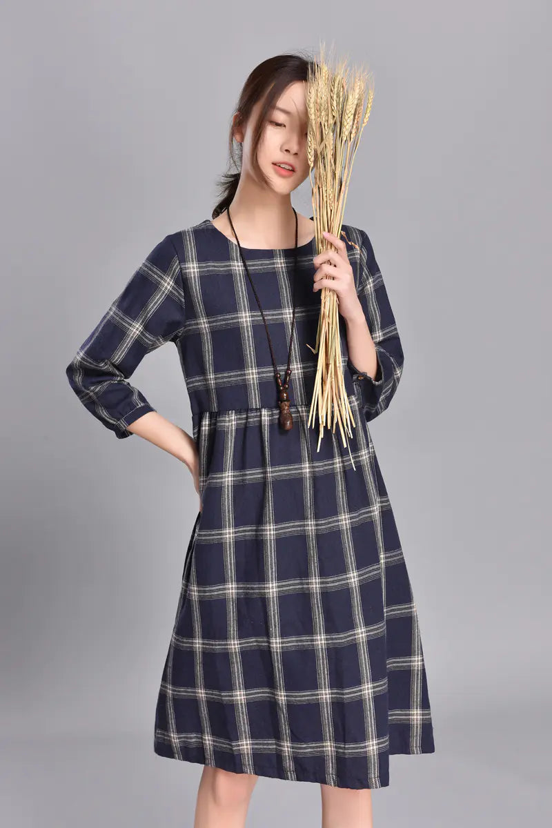 2020 Spring Fashionable Solid Color Plaid Dress