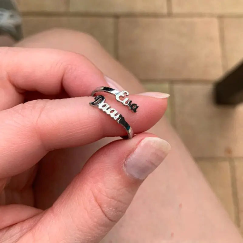 Personalized Stainless Steel Name Ring for Mothers