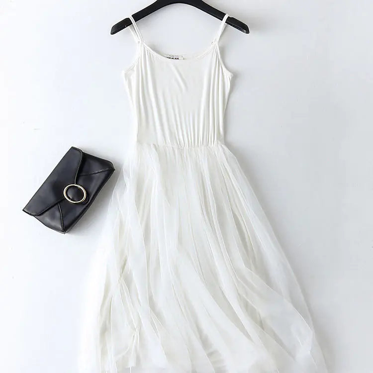 Summer Women’s Lace Layered Maxi Dress with Camisole