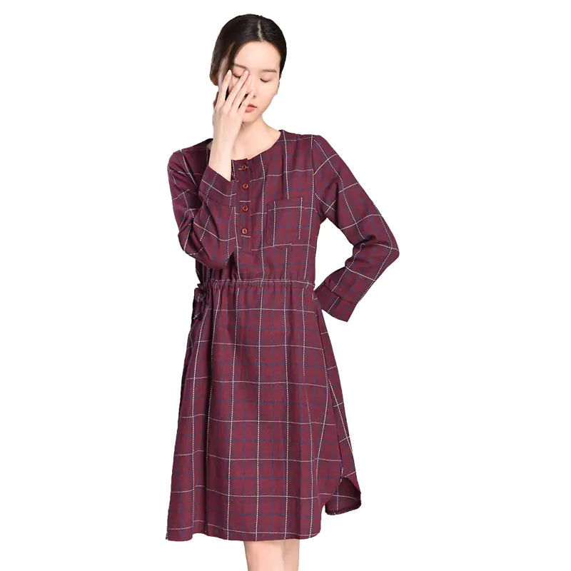 2020 Spring Fashionable Solid Color Plaid Dress