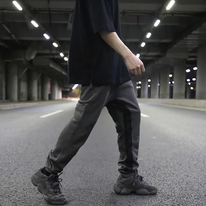 Low-Crotch Tapered Cotton Casual Sweatpants