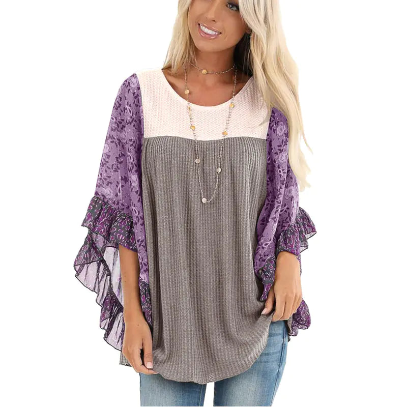 Autumn Winter Batwing Sleeve Knit Shirt for Women