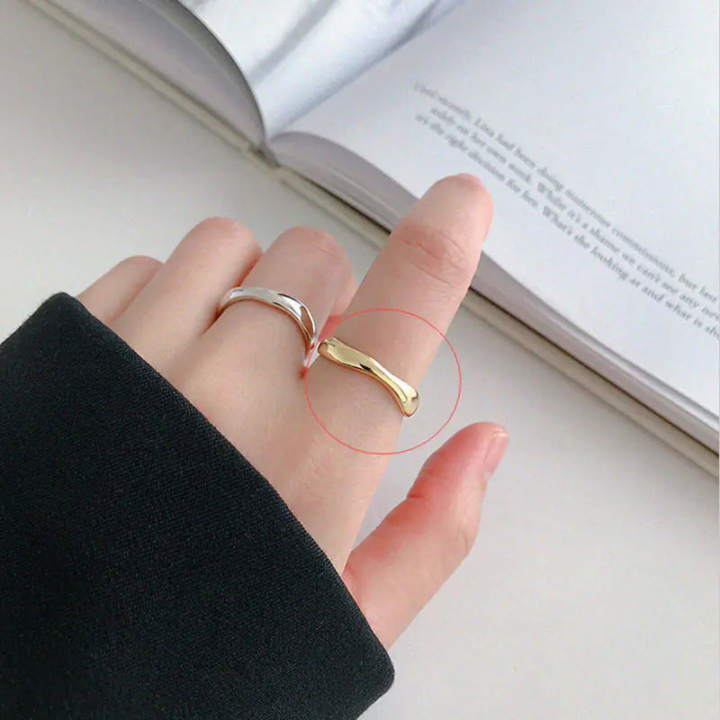Vintage Wavy Adjustable S925 Silver Ring (Korean Style)