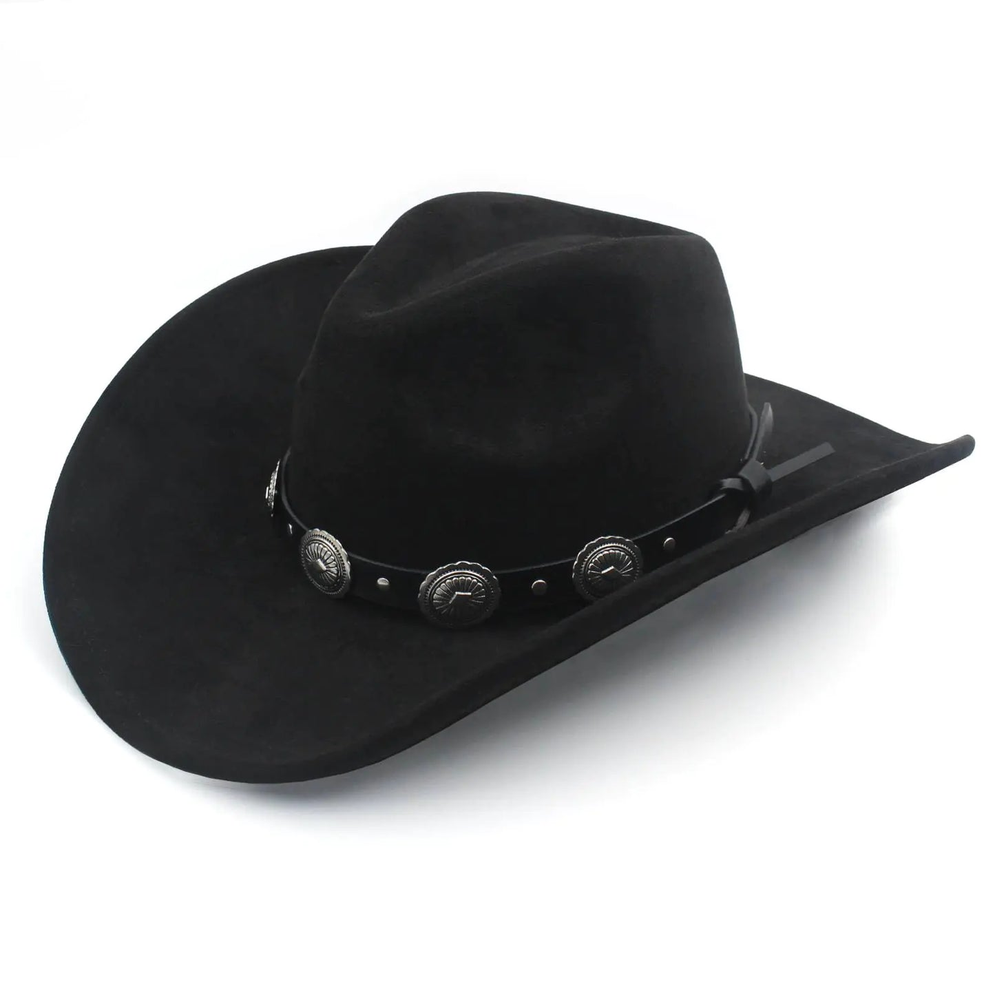 LIDHAY Cowboy Hat for Women and Men Western Suede Hat Wide Brim Cowboy Cowgirl Hat 726XG Black