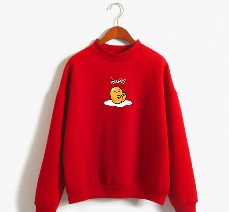 Gudetama High Neck Sweatshirt with Cute Cartoon Print