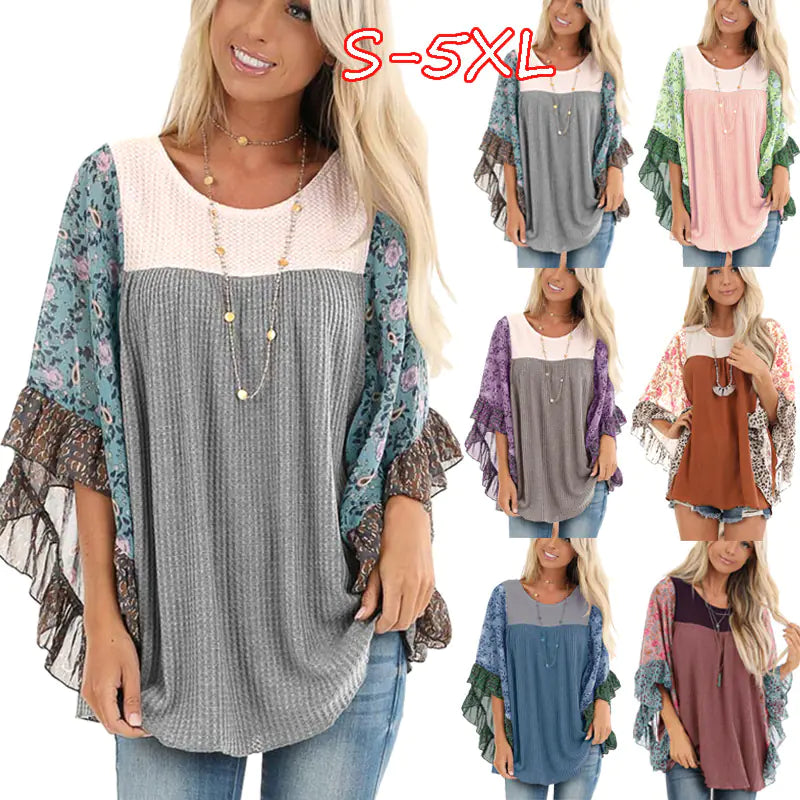Autumn Winter Batwing Sleeve Knit Shirt for Women