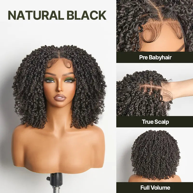 Frodio Veralux Fiber 12" Micro Twist Curly Wig 11x4 HD Lace Synthetic Dreadlock