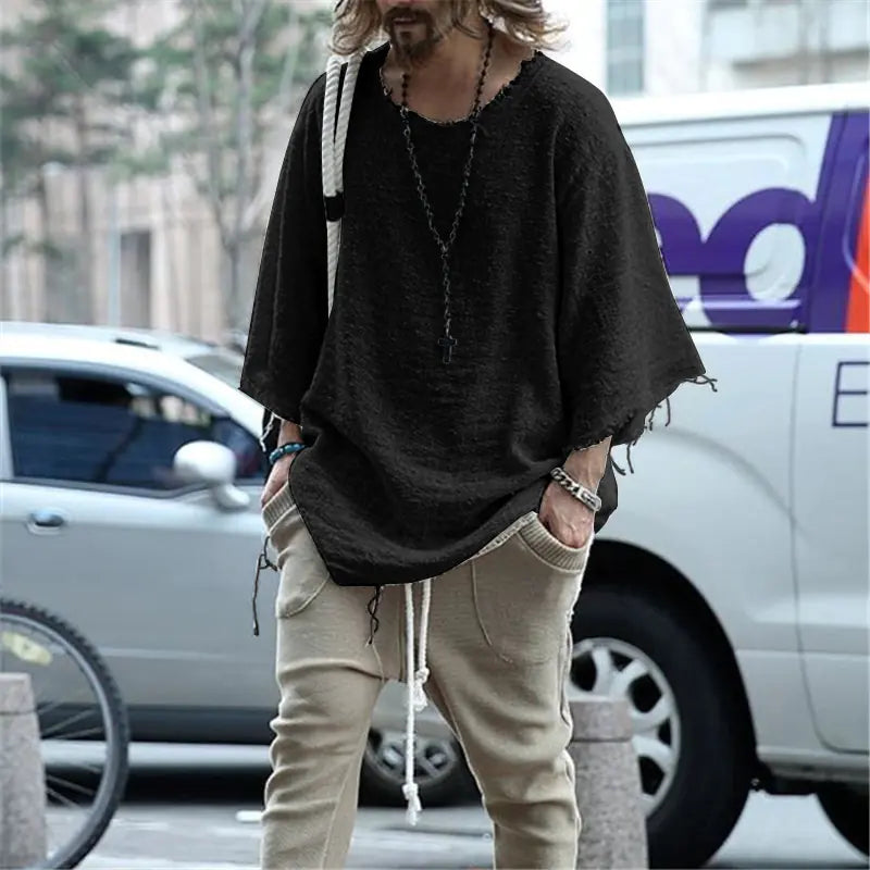 Trendy Loose Long-Sleeved Solid Color T-Shirt