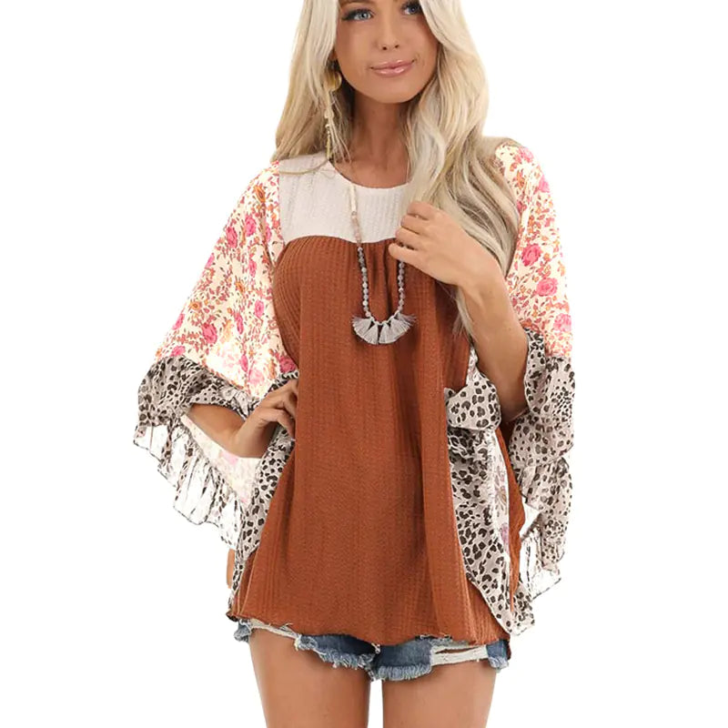 Autumn Winter Batwing Sleeve Knit Shirt for Women