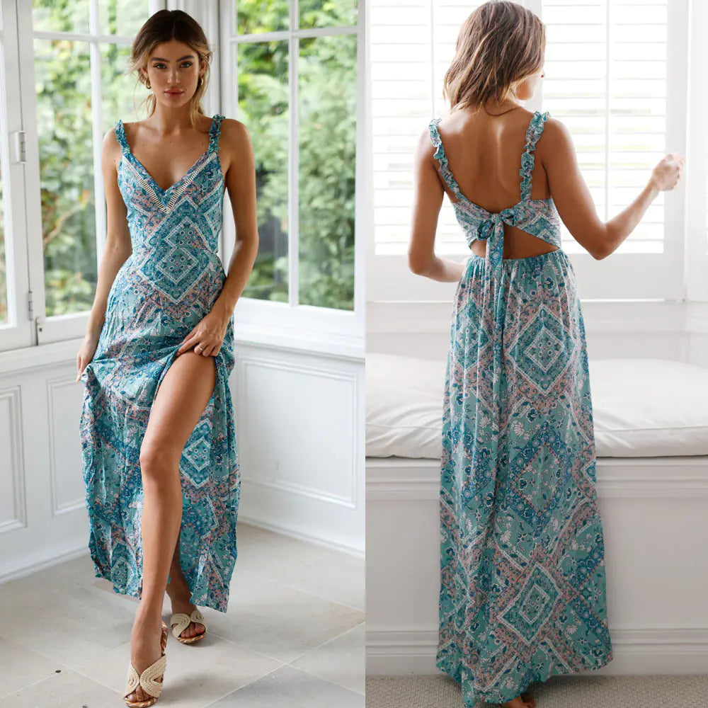 Floral Print Tie-Waist Cami Dress