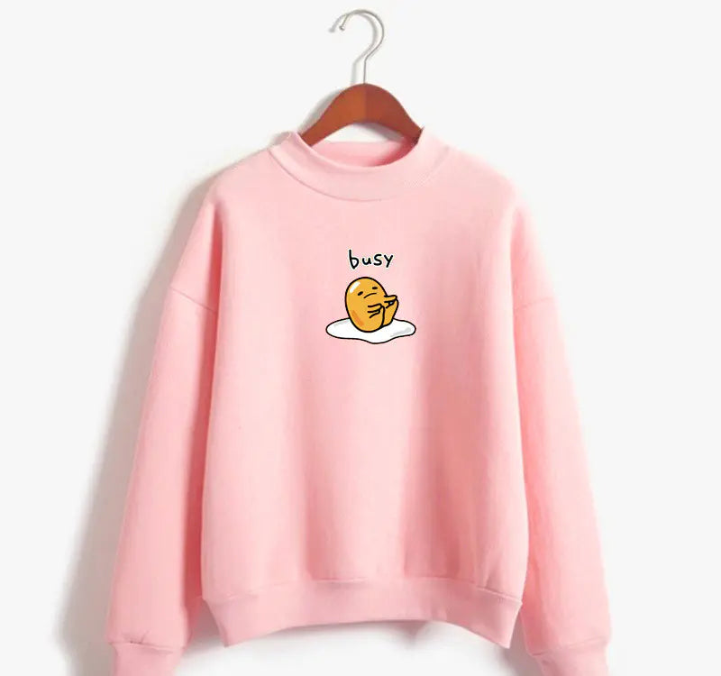 Gudetama High Neck Sweatshirt with Cute Cartoon Print