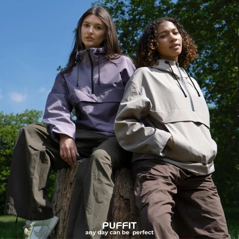 PUFFIT STM-TEX Oversized Waterproof Half Zip Fall Hoodie Jacket