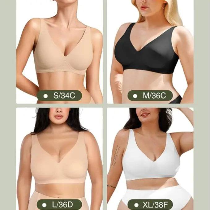 Popilush Wireless Jelly Bra Seamless Push Up Everyday Comfort T-Shirt Bra