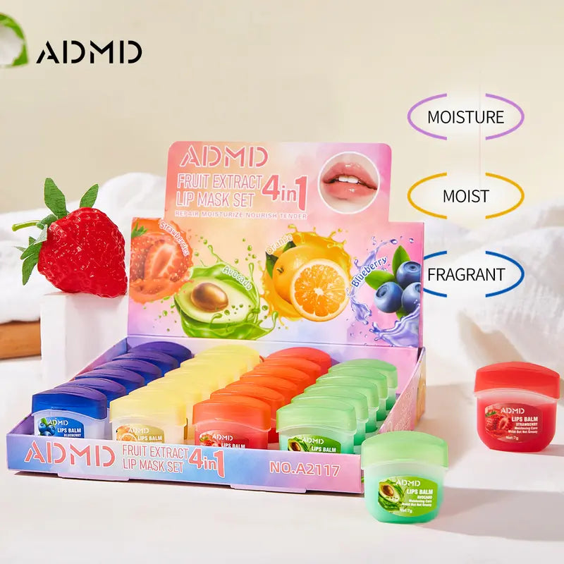 24/8/4pcs Multifruit Lip Mask Set – Moisturizing & Nourishing Care