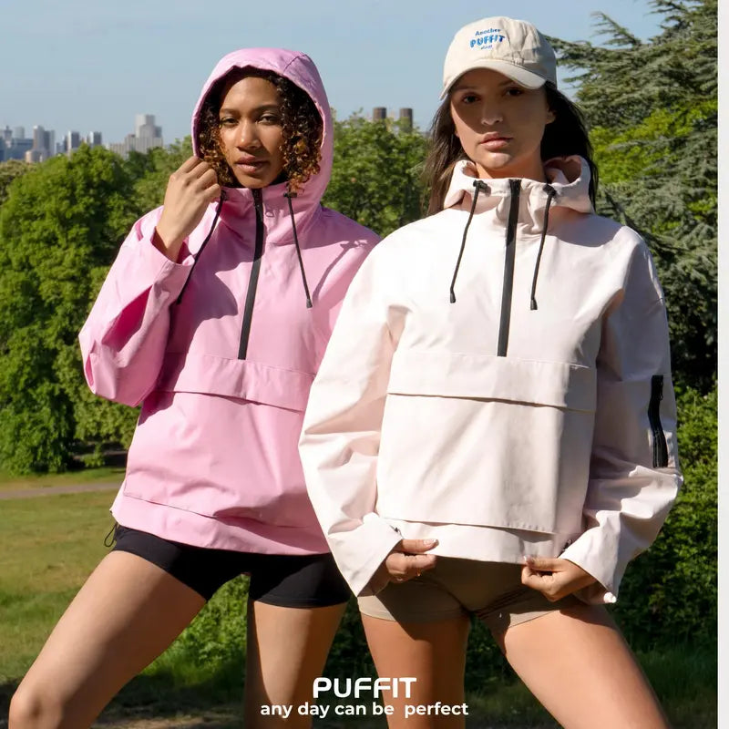 PUFFIT STM-TEX Oversized Waterproof Half Zip Fall Hoodie Jacket