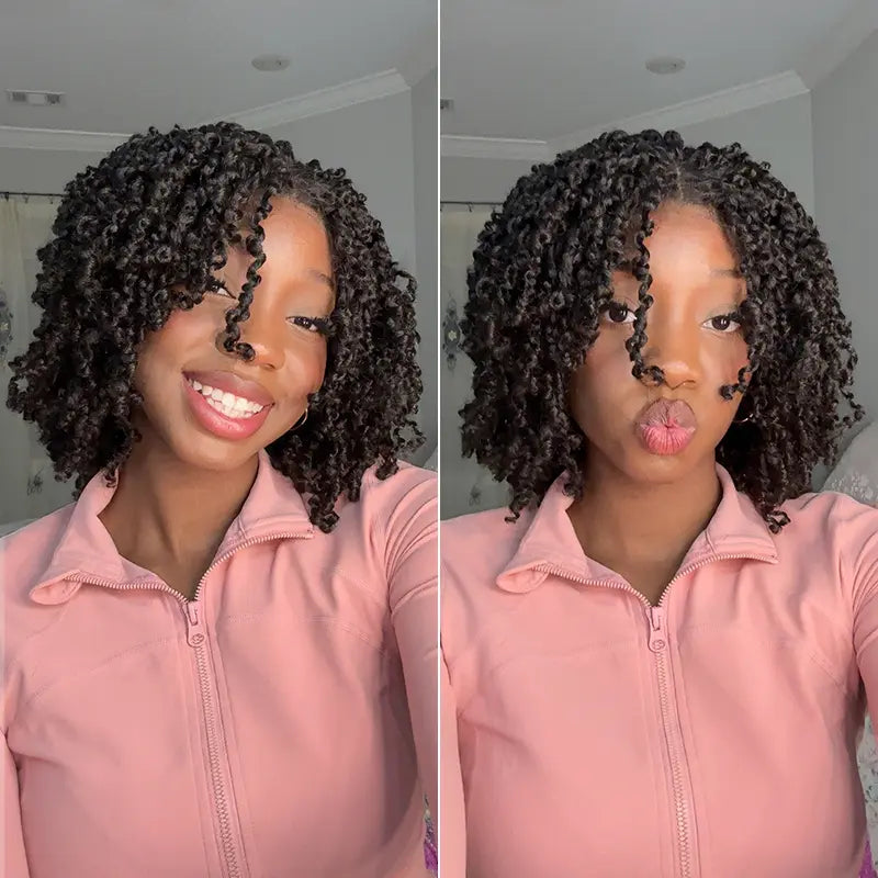 Frodio Veralux Fiber 12" Micro Twist Curly Wig 11x4 HD Lace Synthetic Dreadlock