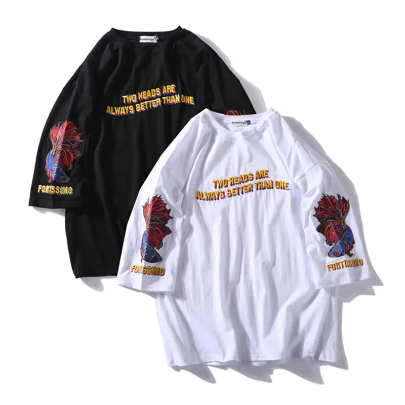 Spring Men's Student T-Shirt with Embroidery (Couples)
