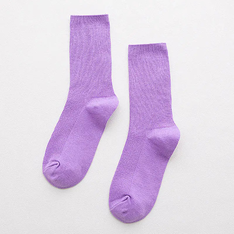 Rainbow Color Mid-calf Cotton Socks
