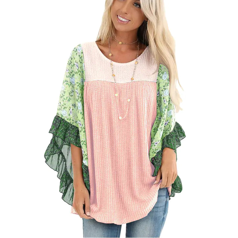 Autumn Winter Batwing Sleeve Knit Shirt for Women
